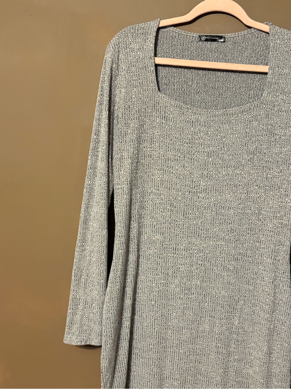 Asymmetrical Long-Sleeve Dress in Gray - Picture 3 of 7